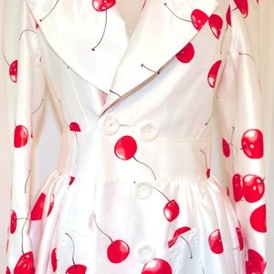 White Silk Cherry Rain Coat